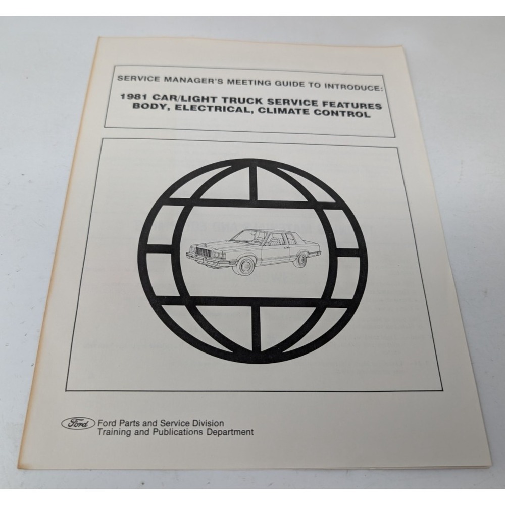 1981 Ford Car Truck Service Manager Meeting Guide Manual Electrical Body VTG 80s